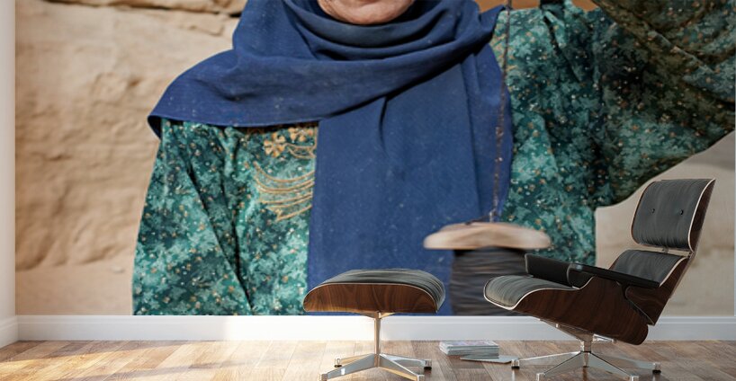 Portrait of an old woman at Little Petra in Jordan Wall Murals