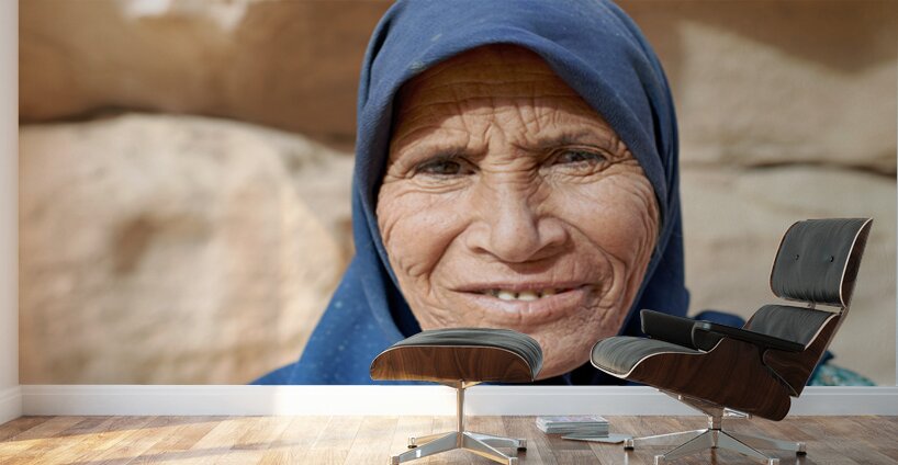 Portrait of an old woman at Little Petra in Jordan Wall Murals