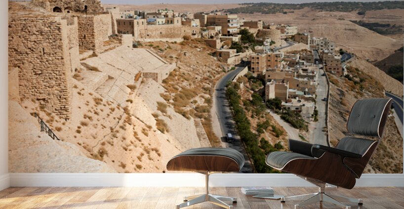 Explore Kerak Castle and the surrounding landscape in Jordan Wall Murals
