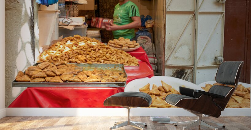 Fried sweets stall in the old town of Fez Morocco selling treat Wall Murals