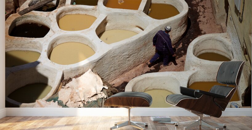 Tannery work at Sidi Moussa in Fez Morocco Wall Murals
