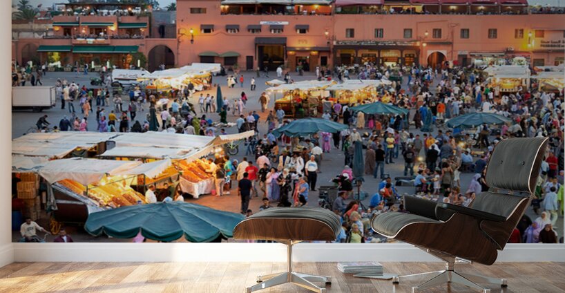 Sunset scene at Djema el Fna square in Marrakesh Morocco Wall Murals