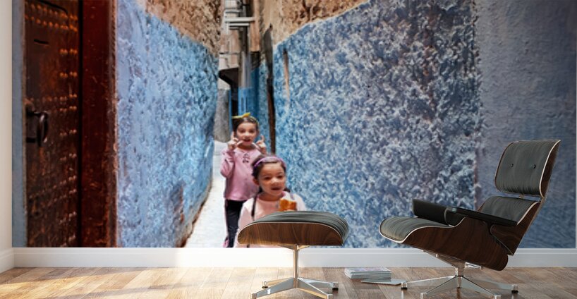 Children play in the alleys of the Medina in Fez Morocco Wall Murals