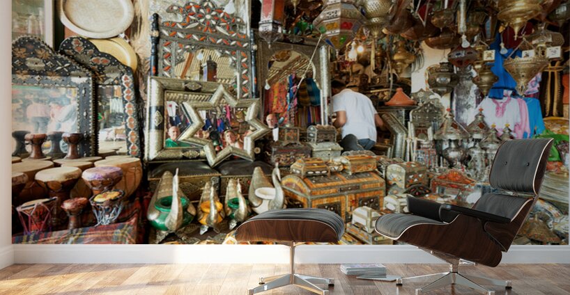 Exploring a souvenir shop in the old town of Marrakesh Morocco Wall Murals