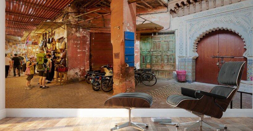 Exploring the souk in Marrakesh Morocco during daytime hours Wall Murals