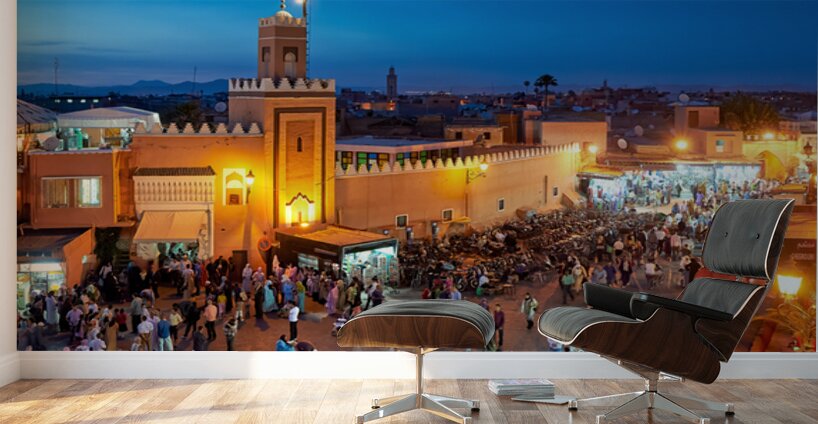 Sunset at Djema el Fna square in Marrakesh Morocco Wall Murals