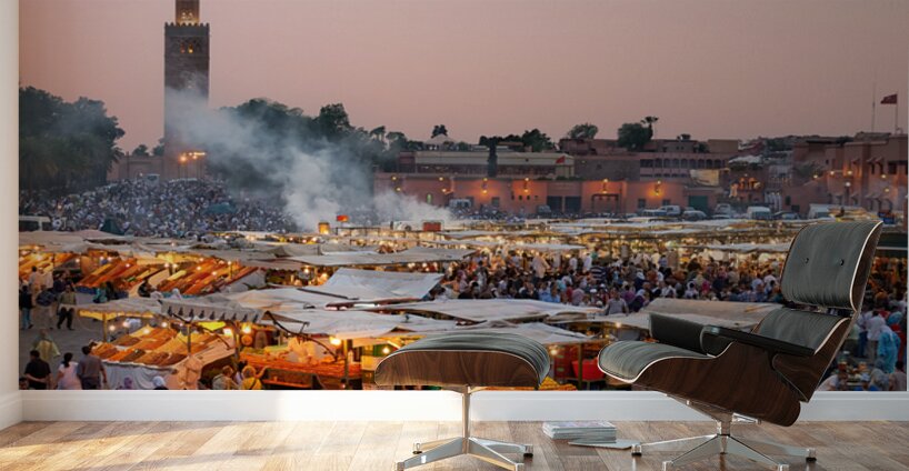 Sunset at Djema el Fna square in Marrakesh Morocco Wall Murals