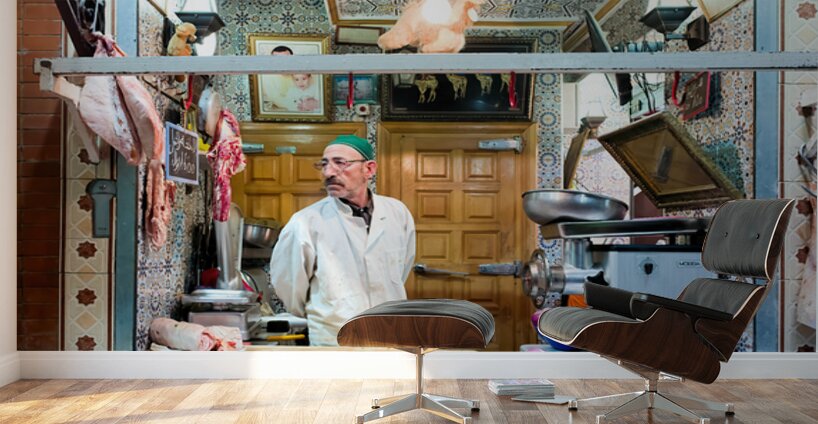 Butcher sells camel meat in the souk of Meknes Morocco Wall Murals