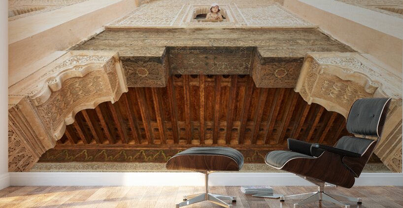 Child looks out from window of Madrasa Ben Youssef in Marrakesh Wall Murals