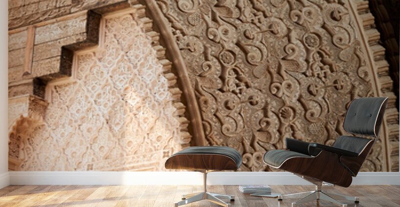 Madrasa Ben Youssef in Marrakesh shows detailed architectural de Wall Murals