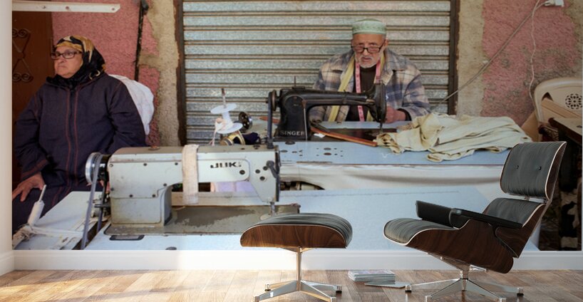 Tailor working in souk of Meknes Morocco Wall Murals