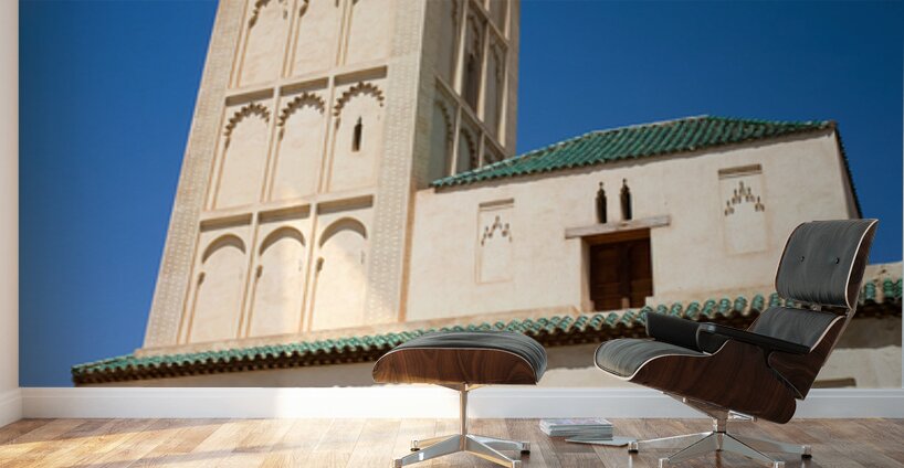 Visit Meknes mosque in Morocco with a tall tower and clear sky Wall Murals
