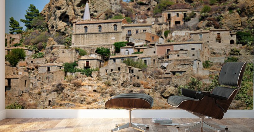 Exploring Pentedattilo the abandoned town in Calabria Italy Wall Murals