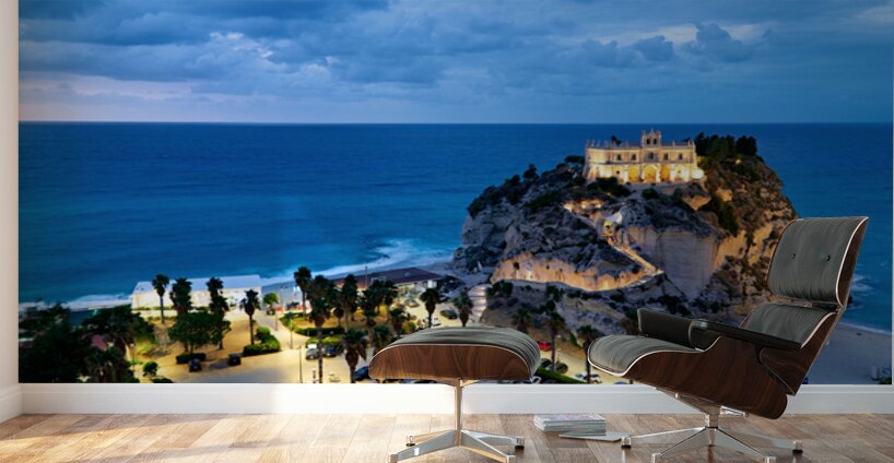 Santa Maria dellIsola Monastery in Tropea Calabria during dusk Wall Murals