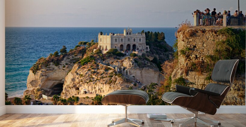 Tourists view Santa Maria dellIsola Monastery in Tropea Calabri Wall Murals