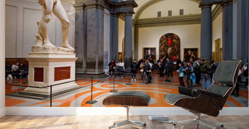 View inside Gallery of the Academy with Michelangelo David in Fl Wall Murals
