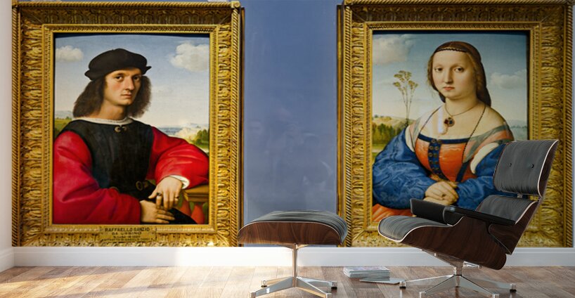Portraits of angelo doni and maddalena doni in uffizi gallery Wall Murals