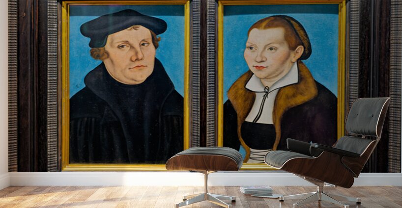 Portrait of martin luther and caterina bora in uffizi gallery Wall Murals