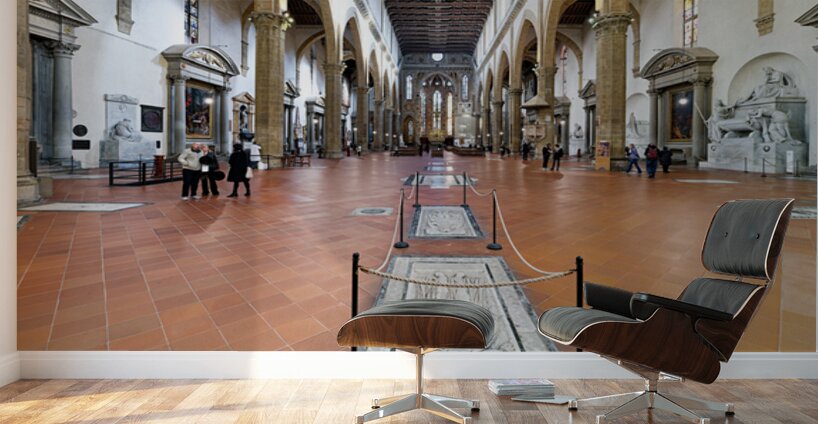 Visitors explore Basilica di Santa Croce in Florence Tuscany I Wall Murals