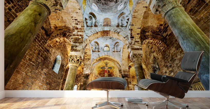 Interior view of Cappella di San Cataldo showing its unique desi Wall Murals
