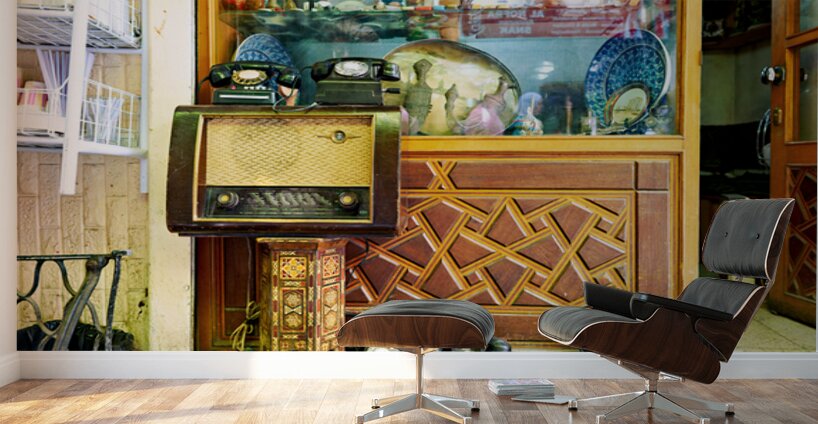 Second hand shop displays vintage items in Damascus Syria Wall Murals