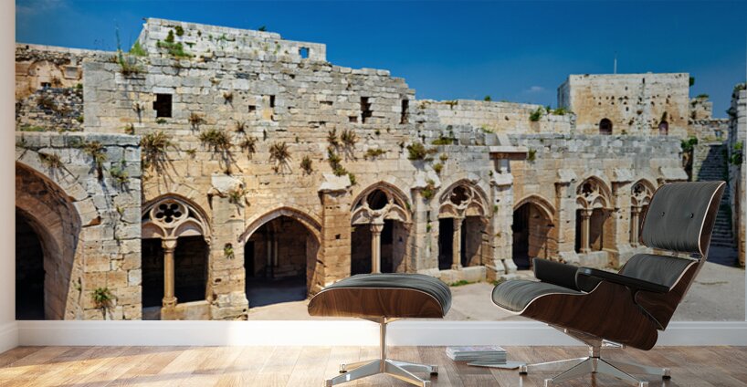 Exploring Krak des Chevaliers in Syria a historic crusader cast Wall Murals