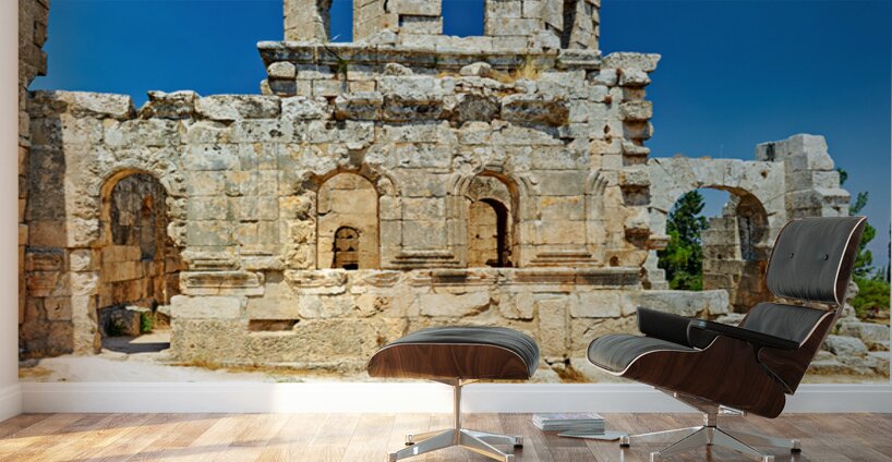 Church of Saint Simeon Stylites in Syria shows ancient stone rui Wall Murals