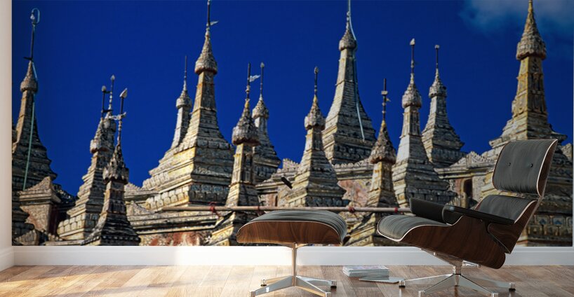 Mohnyin Thambuddhei Paya in Monywa shows many stupa structures Wall Murals