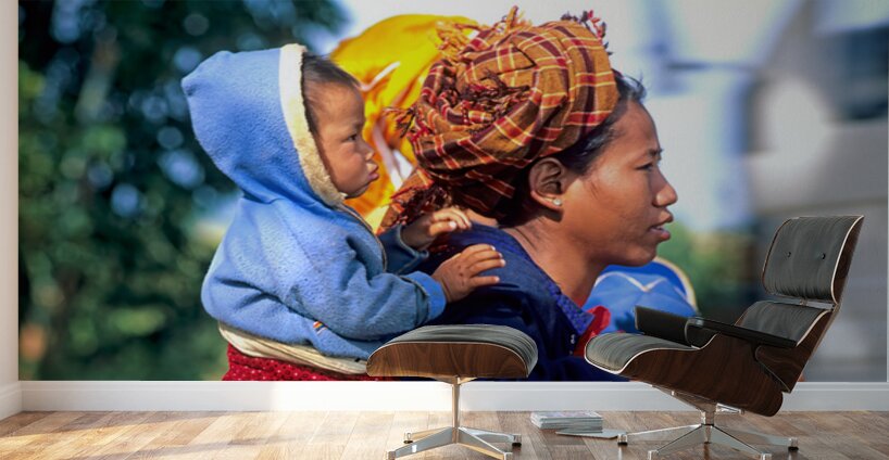 Portrait of Burmese women of Shan ethnicity in Myanmar Wall Murals