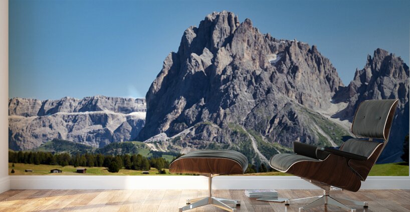 Sassolungo mountain peak view at Seiser Alm in Italy Wall Murals