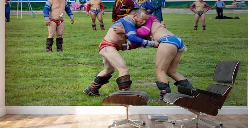 Wrestling matches at Naadam festival in Ulaanbaatar Mongolia Wall Murals