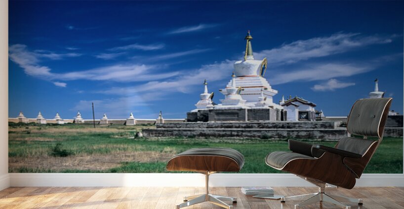 Erdene Zuu Monastery stands in Mongolia under a clear blue sky Wall Murals