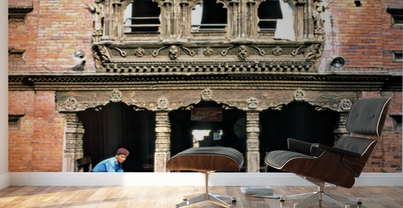 Kumari goddess house in Kathmandu shows architecture and daily l Wall Murals