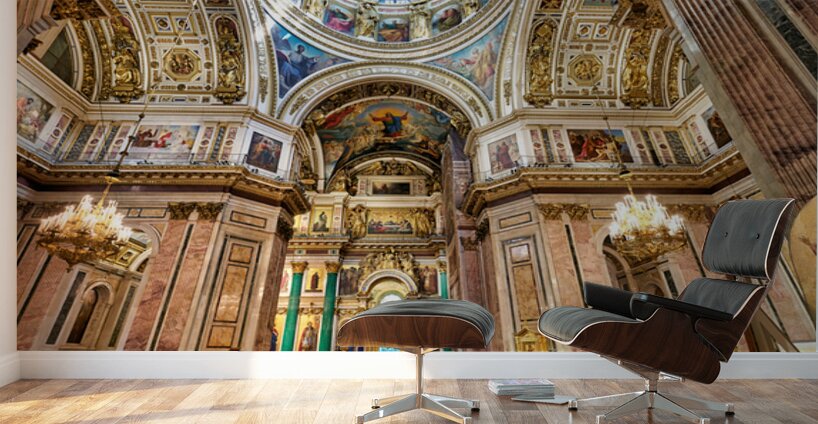Visitors explore St. Isaacs Cathedral in St. Petersburg Wall Murals