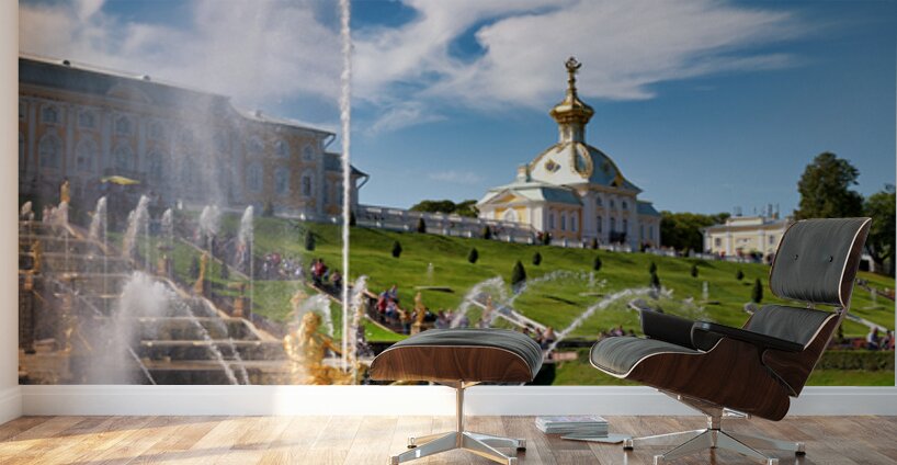 Fountains and gardens at Peterhof Palace in Saint Petersburg Wall Murals