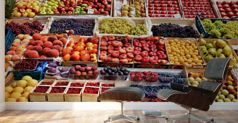 Fruits displayed at Kuznechnyy Rynok Market in Saint Petersburg Wall Murals