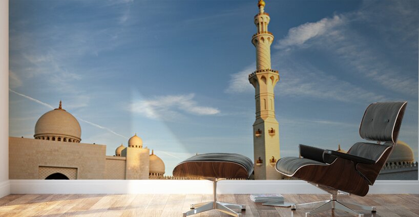 Visit the Sheikh Zayed Grand Mosque at sunset in Abu Dhabi Wall Murals