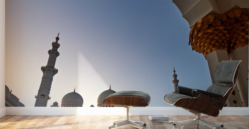 Visitors explore Sheikh Zayed Grand Mosque in Abu Dhabi Wall Murals