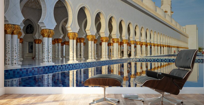 Visit to Sheikh Zayed Grand Mosque in Abu Dhabi at dawn Wall Murals
