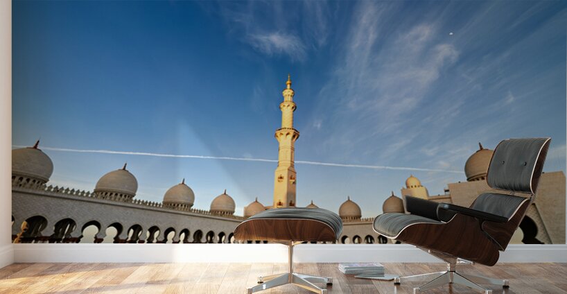 Visit to Sheikh Zayed Grand Mosque in Abu Dhabi at sunset Wall Murals