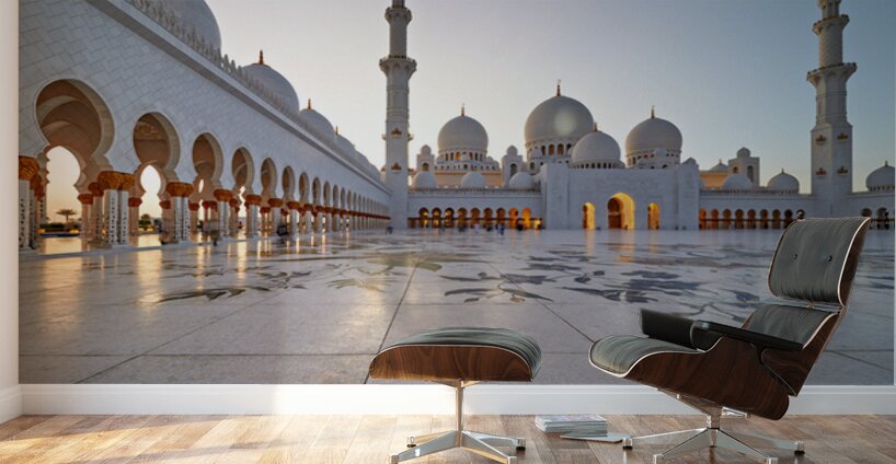 Visitors explore Sheikh Zayed Grand Mosque in Abu Dhabi Wall Murals