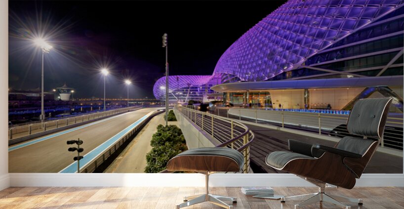 Yas Island hotel view at night in Abu Dhabi Wall Murals