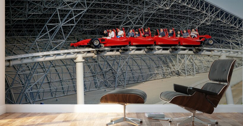 Ferrari World roller coaster ride in Abu Dhabi with guests Wall Murals