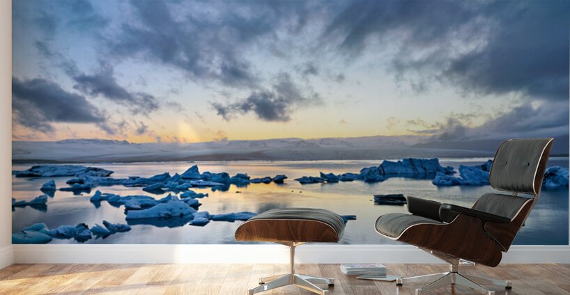 Midnight scenes at Jokulsarlon glacier lagoon in Iceland Wall Murals