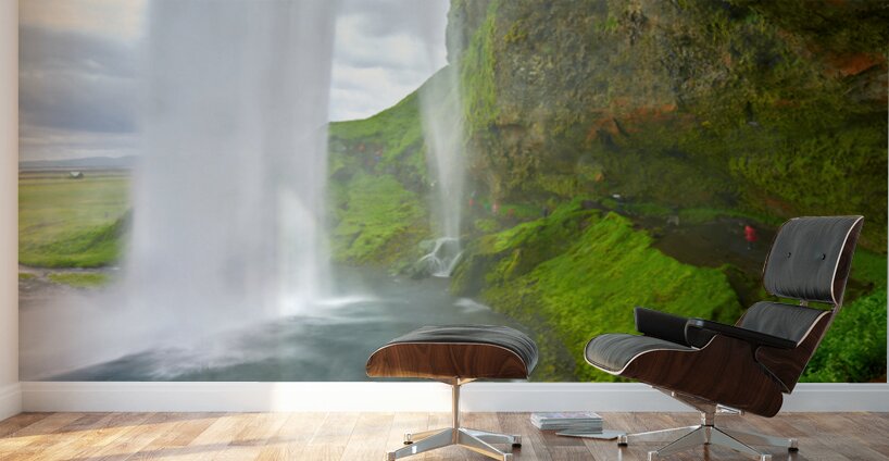 Seljalandsfoss waterfall view from behind in Iceland Wall Murals