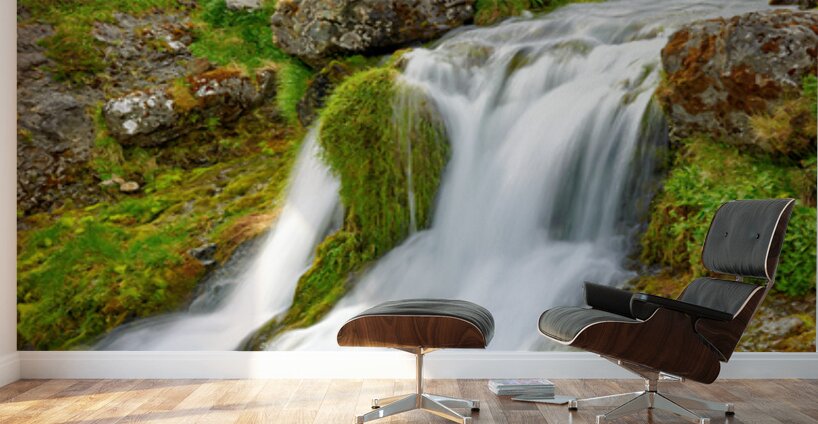 Gongumannafoss waterfall flows in Iceland during daylight hours Wall Murals