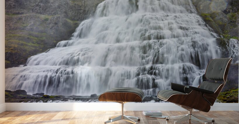 Visiting Dynjandi Waterfall in Iceland during daytime Wall Murals