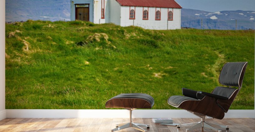 Visit to Hellnar Church in Iceland on a sunny day Wall Murals
