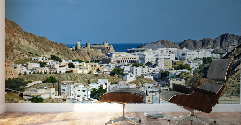 Cityscape of Muscat Oman with mountains and ocean view Wall Murals