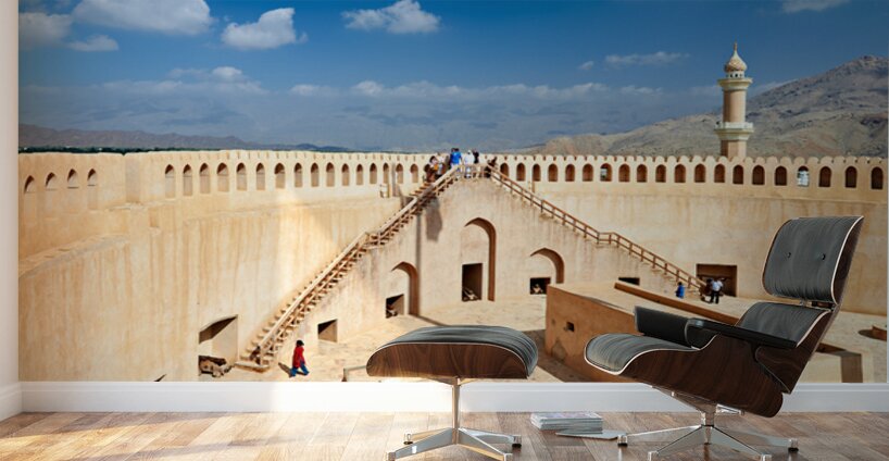 Visit to Nizwa Fort in Oman with visitors and open sky Wall Murals